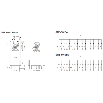 Affichage de segment de 0,5 pouce 1 chiffre 7 (GNS-5013Ax-Bx)